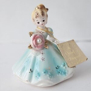 Blue Figurine Josef Originals June Pearl Collection Gold Tag Vintage